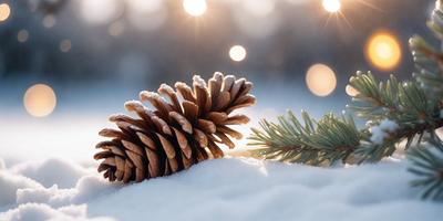 The primary subject of the image is a pine cone, which is the main object in the scene. The setting is a snowy environment, with the pine cone sitting on a snow-covered ground. The visual style of the image is a photo, capturing the beauty of the pine cone in its natural winter setting. The colors and mood of the image are predominantly white, with the snow creating a serene and peaceful atmosphere.
